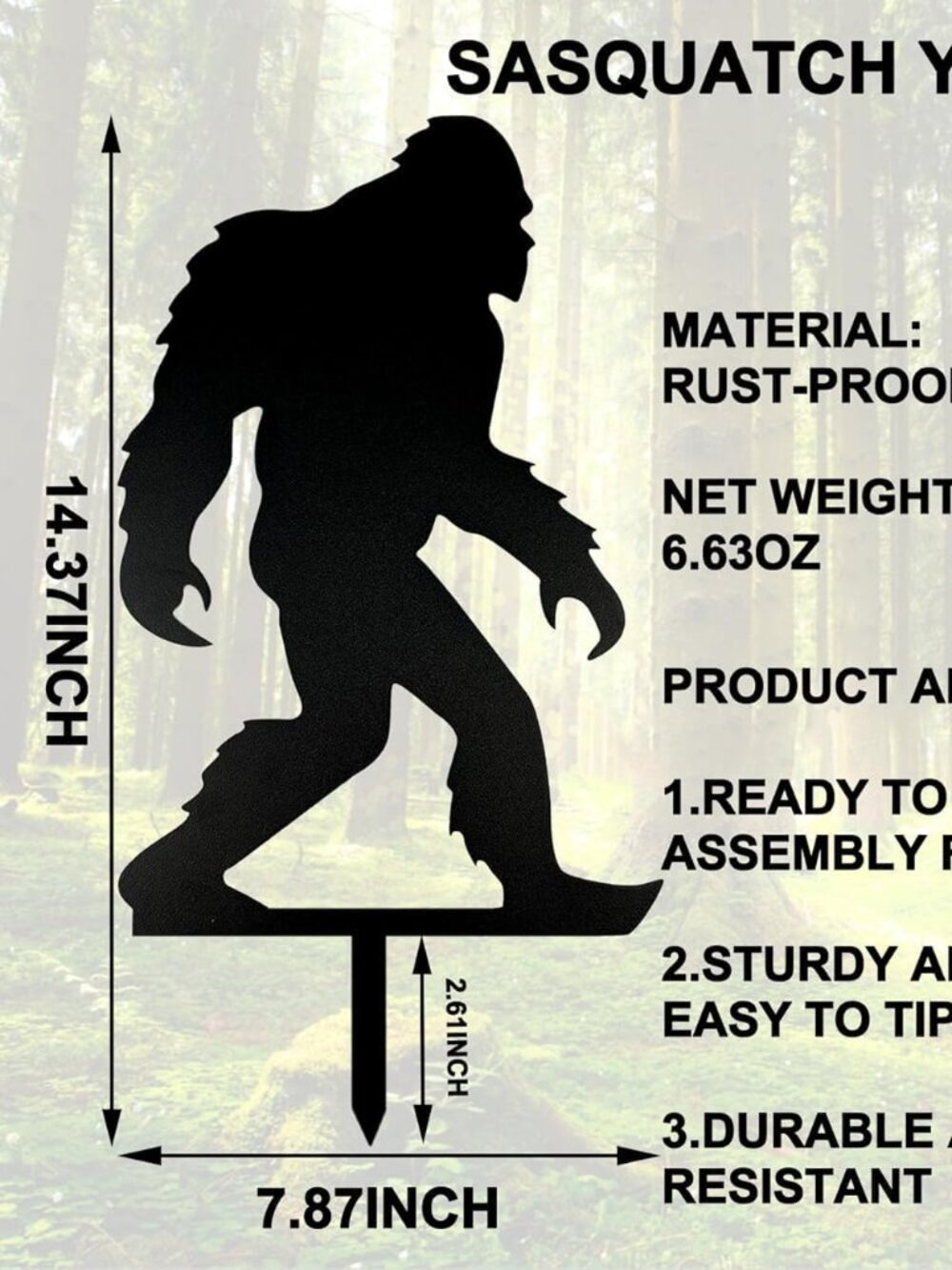 Sasquatch Metal Yard Decor, NIB - Picture 3 of 3